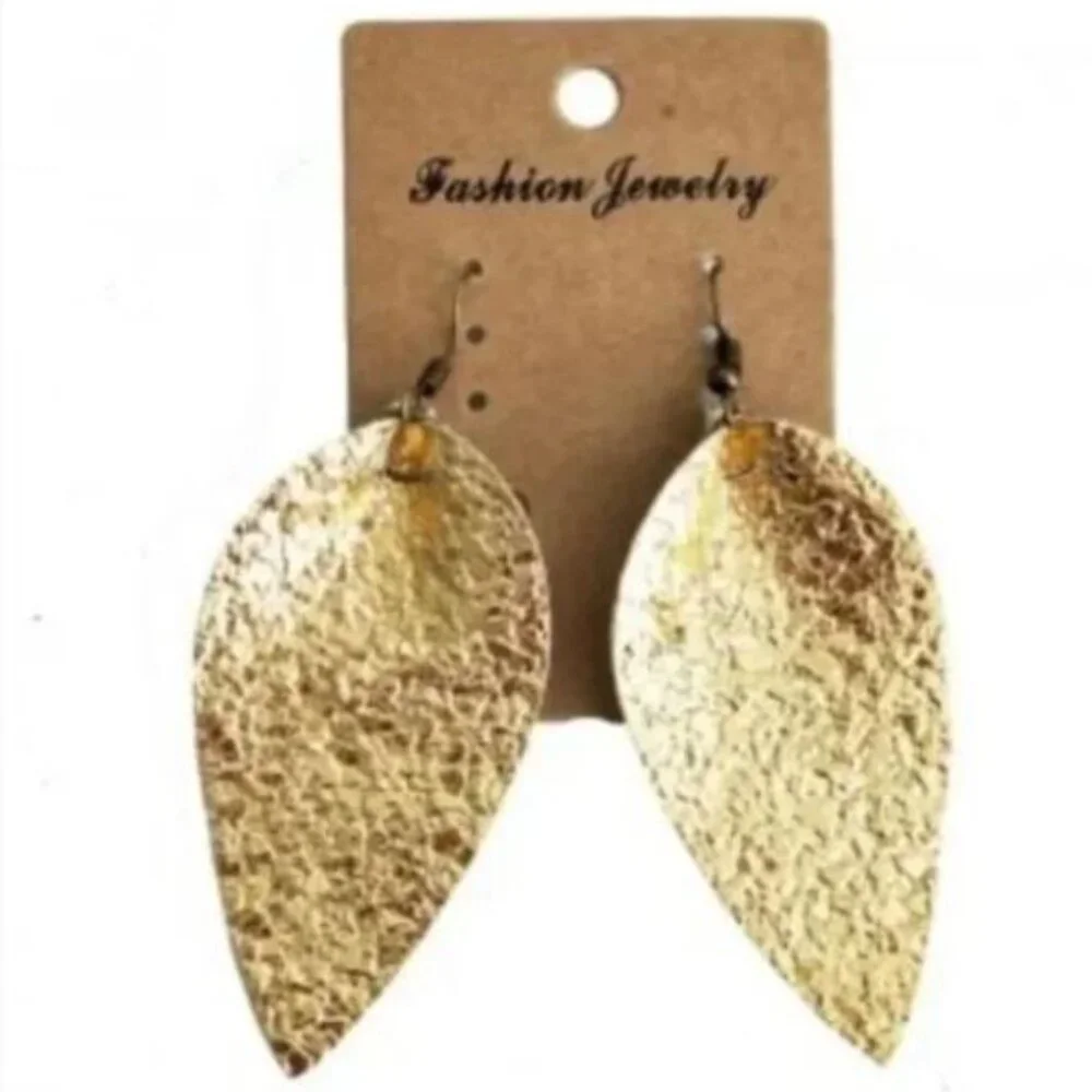 Metallic Gold Leaf Earrings